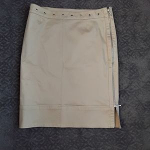 Piazza Sempione Khaki Skirt with Grommets & Zipper Details - 42/6